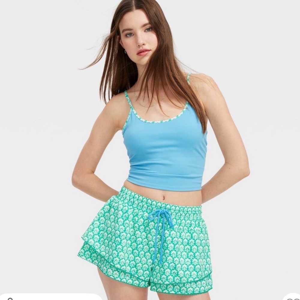 Roller Rabbit x Target Teal Patterned Drawstring Shorts - Picture 3 of 4